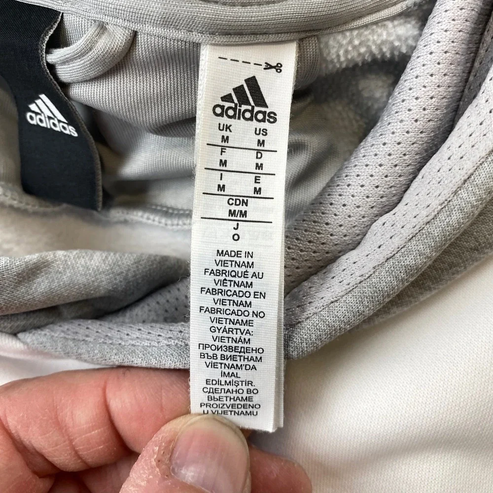 Adidas ClimaWarm Hoodie Mens M White Gray Pullover Performance CV7190 2017